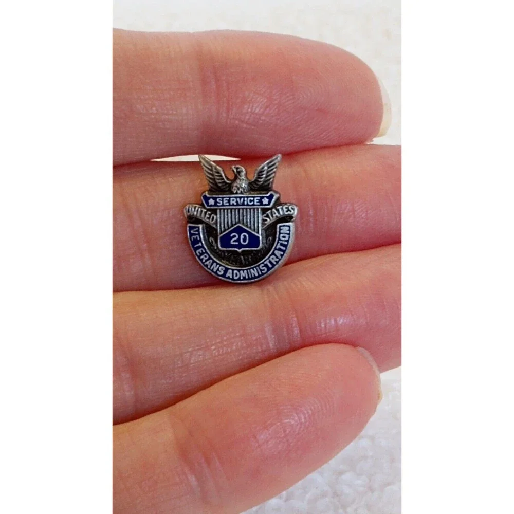 20 Years Of Service United States Government Sterling Silver Screw Back Pin USA